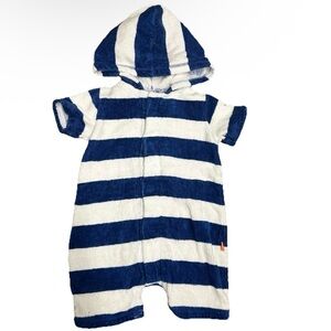 Magnificent Baby Blue And White Terry Cloth Romper Size 6 Months Magnetic